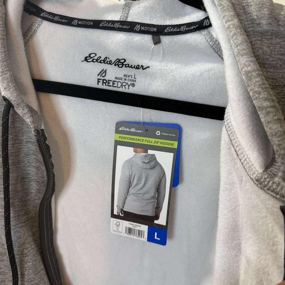 Eddie Bauer Men's Heather Gray Zip-Up Sweater - Picture 4 of 7